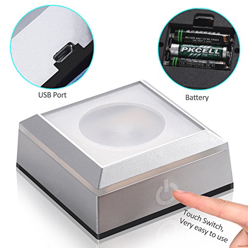 Base de luz LED Soporte esférico para empotrar esférico con Interruptor táctil Sensible para Arte en Vidrio de Cristal láser 3D