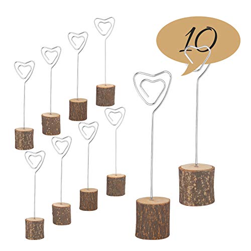 Base de Madera con Clip KATOOM 10PCS Soporte para Tarjeta de Mesa de Boda Pinza Número de Mesa de Corazón Menús Foto Nombre Número Etiqueta de buffet Nombre de Invitado Decoración Bautizo Cumpleaños