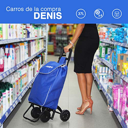 Bastilipo Denis Carro de la Compra de Cuatro Ruedas Plegable de 37 litros de Capacidad, Negro