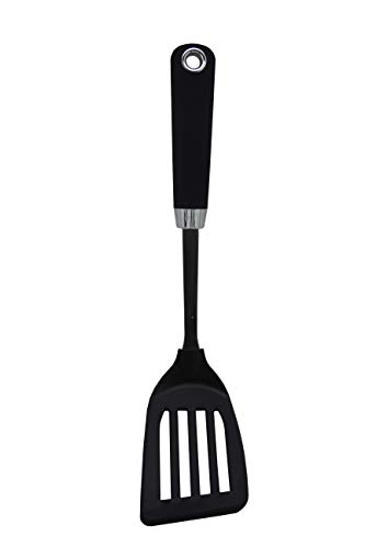 Bastilipo - Ginebra - Set de accesorios de cocina - 7 piezas: Espumadera, cucharon, cazo, espatula, espatula perforada, cucharon de pasta, soporte de acero inoxidable
