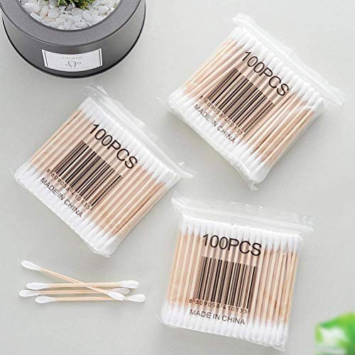 Bastoncillos Ecologicos,10x100 Piezas Desechable Bastoncillos de Algodón de Doble Cabeza con Asas de Madera para el Cuidado de la Limpieza de Oídos,Cuidado de Lesiones y Maquillaje,Biodegradable 7,5cm