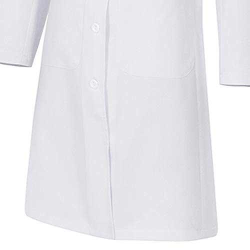 Bata de mujer manga larga con bolsillos y botones - para profesionales laboratario, medico, señora, uniformes, sanitario, trabajo - Color: Blanco (XS)