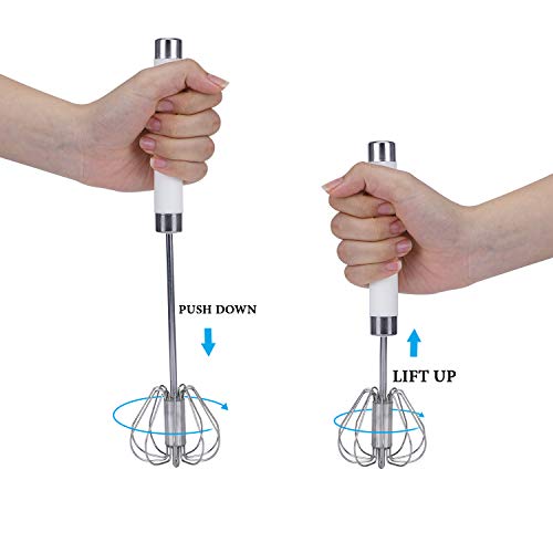 Batidora de Huevo,Acero Inoxidable Batidor De Varillas Con Mecanismo De Muelles,Herramienta Versátil Para Huevera Leche Fría Batidora De Cocina Accesorio De Cocina Para Saltar Batir Y Mezclar
