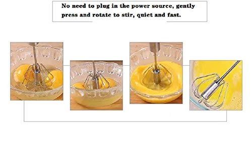 Batidora de Mano Batidora de huevos batidora manual semiautomática de acero inoxidable, batidora no eléctrica, espumador de leche para cocina, huevo, leche, crema y mezclas(14pulgadas)