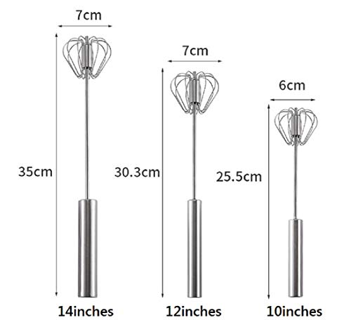 Batidora de Mano Batidora de huevos batidora manual semiautomática de acero inoxidable, batidora no eléctrica, espumador de leche para cocina, huevo, leche, crema y mezclas(14pulgadas)