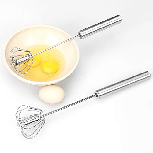 Batidora de Mano Batidora de huevos batidora manual semiautomática de acero inoxidable, batidora no eléctrica, espumador de leche para cocina, huevo, leche, crema y mezclas(14pulgadas)