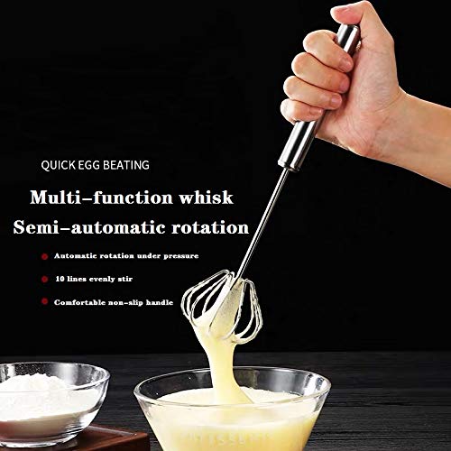 Batidora de Mano Batidora de huevos batidora manual semiautomática de acero inoxidable, batidora no eléctrica, espumador de leche para cocina, huevo, leche, crema y mezclas(14pulgadas)