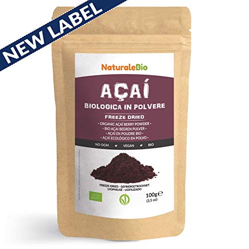 Bayas de Acai Orgánico en Polvo [Freeze - Dried] 100g. Pure Acaí Berry Powder Extracto crudo de la pulpa de la baya de açaí liofilizado. 100% Bio cultivado en Brasil. Superalimento Ecológico.