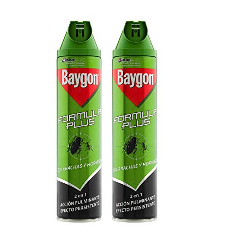 Baygon - Formula Plus Cucarachas y Hormigas, Verde, 600 ml - Pack de 2 (Total 1200 ml)