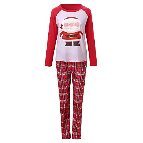 BaZhaHei-Navidad Mamá Papá Noel Tops Blusa Pantalones Pijamas Familiares Ropa de Dormir Trajes de Navidad Conjunto Traje de Servicio a Domicilio de Manga Larga Damas para Mujer niño