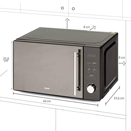 BBK 20MWS-722T/B-M Microondas Controles Electrónicos con Puerta Espejo Negro, 20 litros, 700 W