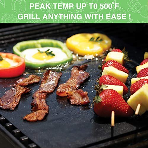 BBQ Grill Mat BBQ Mat-5 PCS Alfombrilla antiadherente de barbacoa de teflón para cocinar y hornear, reutilizable y fácil de limpiar, funciona con carbón vegetal a gas