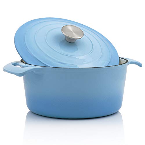 BBQ-Toro - Cocotte I 4,0 litros I Ø 24 cm I Olla con Tapa y Asas I Hierro Fundido esmaltado I Apto para lavavajillas e inducción I Color Azul