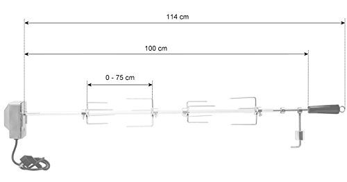 BBQ-Toro Juego de brochetas para parrilla e 100 cm con 4 agujas de carne y motor de acero inoxidable, 220V - 240V, asador eléctrico, brocheta para parrilla universal