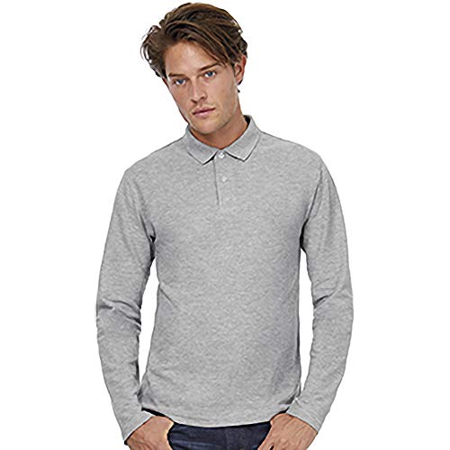 B&C - Polo de Manga Larga ID.001 para Hombre (L/Naranja Fuerte)