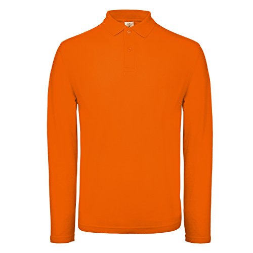 B&C - Polo de Manga Larga ID.001 para Hombre (L/Naranja Fuerte)