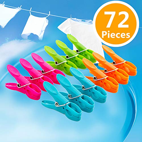 Bcpress - 72 Pinzas para Ropa, para secar Ropa, para Uso en Interiores y Exteriores, Resistente al Viento