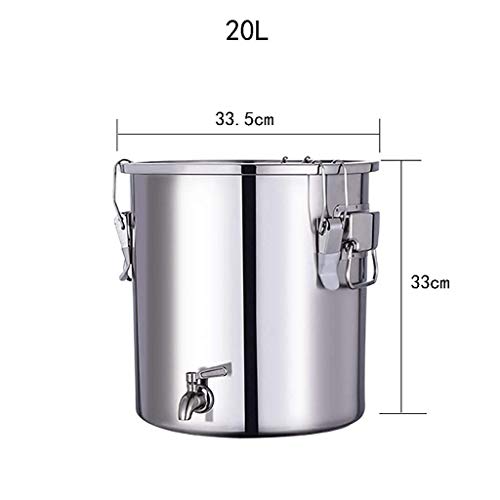 BDD Ollas, Equipo Pesado de Elaboración de Cerveza, Fermentador de Acero Inoxidable, Tapa de Acero Inoxidable, Anillo de Sellado, Cuatro Clips, 20L / 30L,Los 33.5 * 33Cm