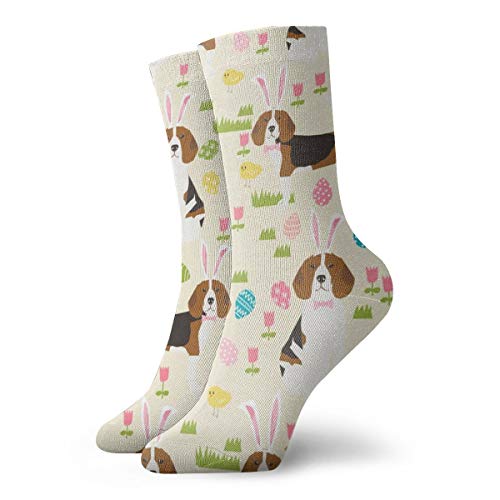 Beagle - Calcetines de pascua con diseño de perro pastel, color crema, informal, divertidos, novedades, calcetines de invierno para hombres y mujeres, talla única