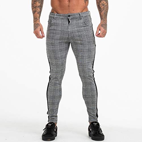 beautyjourney Pantalón Chino de Tela para Hombre Raya a Cuadros Pantalones Casuales Deportivos Largos Pantalones de Entrenamiento elásticos para Culturismo Pantalones de Jogging