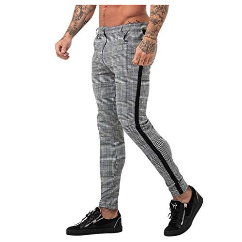 beautyjourney Pantalón Chino de Tela para Hombre Raya a Cuadros Pantalones Casuales Deportivos Largos Pantalones de Entrenamiento elásticos para Culturismo Pantalones de Jogging