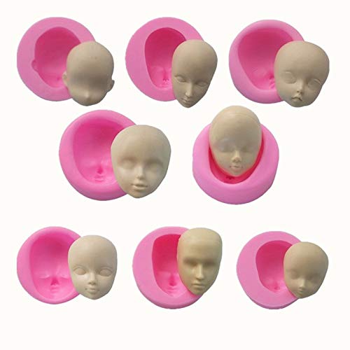 BEAUTY'S CASTLE 8pcs Baby Face Silicona Moule Hecho a Mano Polimérico Arcilla Moldes Azúcar Chocolate Molde Herramientas para Hornear