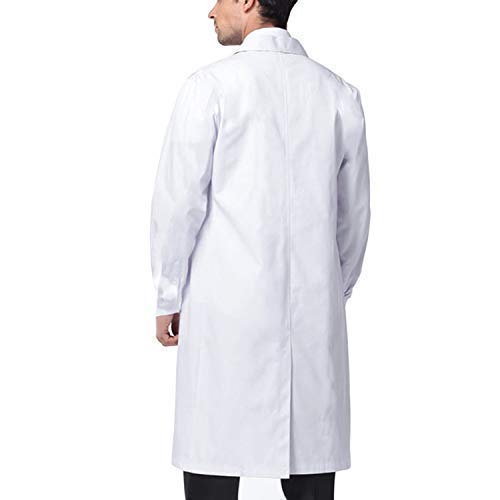 Beautyshow Bata de Laboratorio, Hombre Laboratorio Blanco Uniformes Sanitario Ropa de Trabajo Blanca con Manga Larga Médico Desgaste Farmacia Experimento White Lab Coats