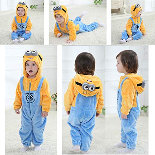 Bebé Invierno Peleles Infantil Mameluco Recién Nacido Monos Niños Abrigo Ropa Una Pieza Pijamas Niñas Trajes Disfraces (Minions, 100cm)