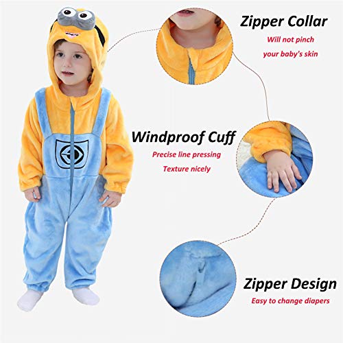 Bebé Invierno Peleles Infantil Mameluco Recién Nacido Monos Niños Abrigo Ropa Una Pieza Pijamas Niñas Trajes Disfraces (Minions, 100cm)