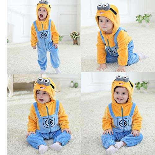 Bebé Invierno Peleles Infantil Mameluco Recién Nacido Monos Niños Abrigo Ropa Una Pieza Pijamas Niñas Trajes Disfraces (Minions, 100cm)