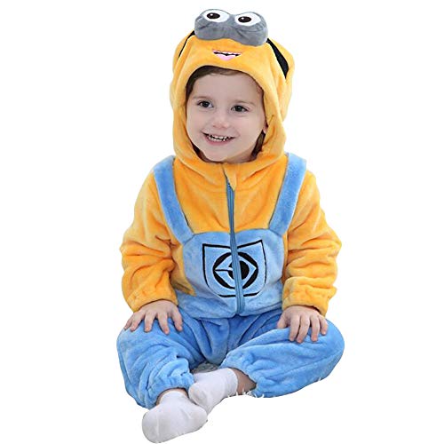 Bebé Invierno Peleles Infantil Mameluco Recién Nacido Monos Niños Abrigo Ropa Una Pieza Pijamas Niñas Trajes Disfraces (Minions, 100cm)