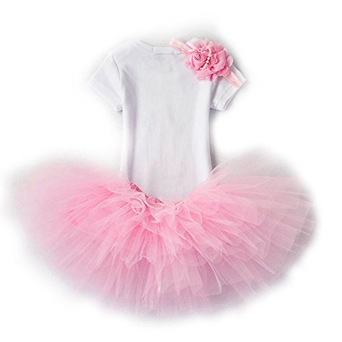 Bebé Niña Vestido Cumpleaños 3pcs Corona Patrón de Primer/Segundo Cumpleaños para Vestido de Tutú Flores/Rosa/1años