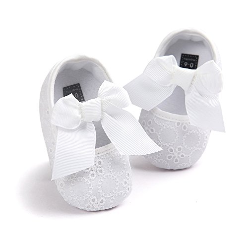 Bebé Niñas Blanco Bowknot Bautizo Bautismo Ablución Boda Fiesta Zapatos 6-12 Meses