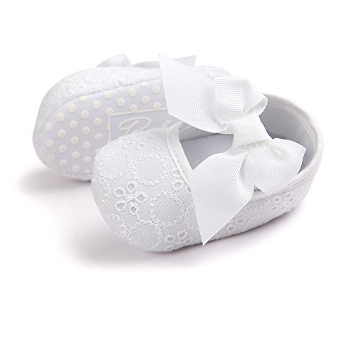 Bebé Niñas Blanco Bowknot Bautizo Bautismo Ablución Boda Fiesta Zapatos 6-12 Meses