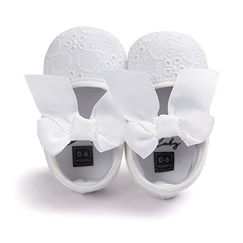 Bebé Niñas Blanco Bowknot Bautizo Bautismo Ablución Boda Fiesta Zapatos 6-12 Meses