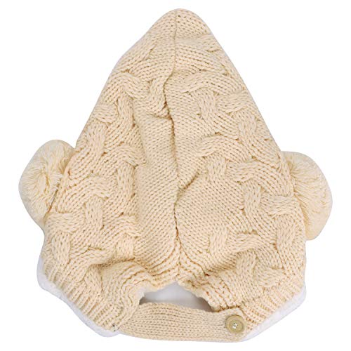 Bebé niño pequeño cálido Punto Doble Pom Pom Sombreros niños niñas Lindo Invierno orejera Solapa Gorrita Tejida Crochet Fleece Ribbed Twist Gorros Gruesos Durante 6-36 Meses