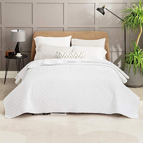 Bedsure Colcha Verano Cama 150 Blanco - Colcha Bouti de Primavera y Entretiempo Reverisible, Cubrecama Fina 250x280cm