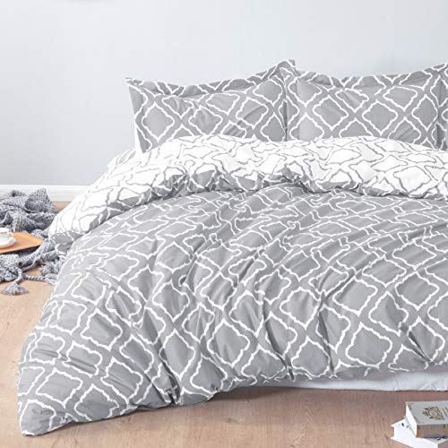 Bedsure Funda Nórdica Cama 90 Gris - Fundas Edredón Nórdico 150x220cm con 1 Funda de Almohada 40x75cm - Microfibra Muy Suave Hipoalergénica Transpirable