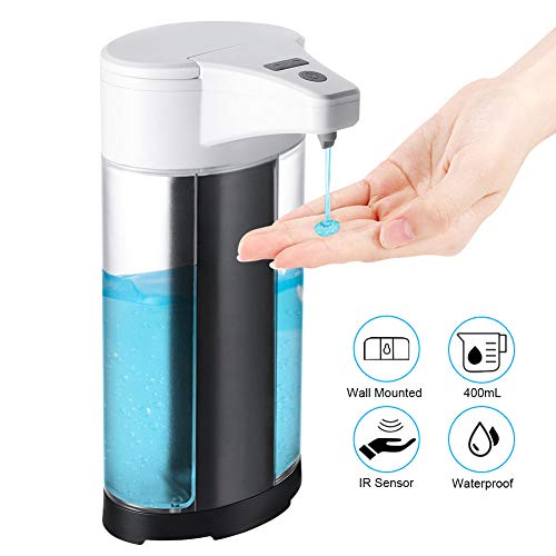 Beeasy Dispensador Jabón Automático,400mL Dosificador Gel Hidroalcohólico Automatico,Montable en la Pared,IPX7 Impermeable para Cocina,Baño,Aseo,Escuela,Hospital,Hotel,Restaurante,Lugar Público