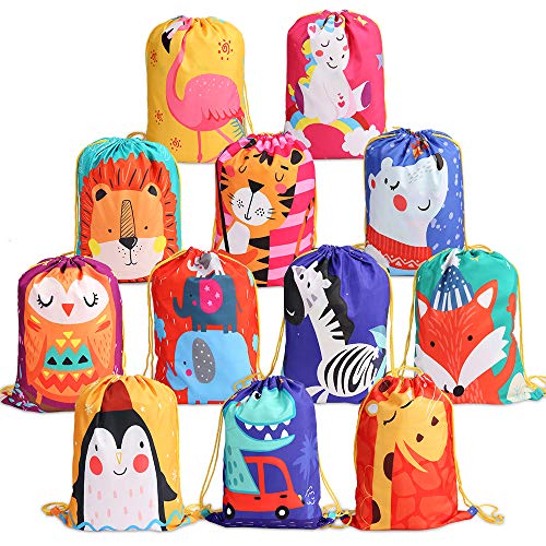 BeebeeRun 12 Mochila con Cordón para Niños Niños Niñas,Bolsas de Cuerdas para Infantils,Party Bolsas Fiesta de Cumpleaños Navidad Regalos