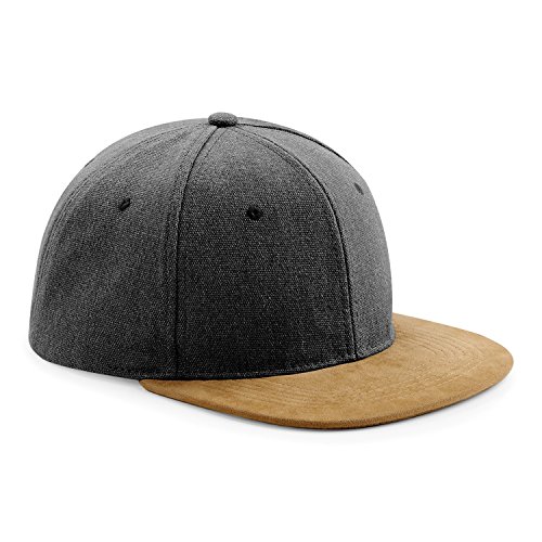 Beechfield - Gorra/Visera Piel melocoton Modelo Snapback Unisex Hombre/Mujer (Talla Única) (Negro Vintage)