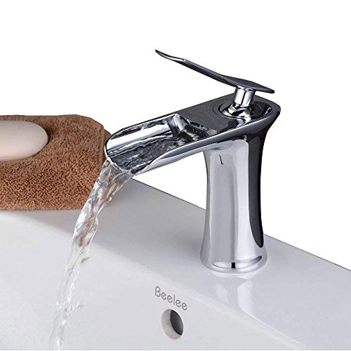 Beelee BL9009C Moderna Baño Cascada Grifo del Fregadero con solo Manija un agujero, Acabado en Cromo Pulido