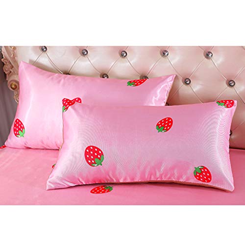 BEEYS Cama Kits de Lino de Seda del Hielo de Cama Faldas con una Funda de Almohada Hojas fijado para el Verano de refrigeración Doble Ropa de Cama Individual, 3 Piezas,Pink2-200 * 220cm