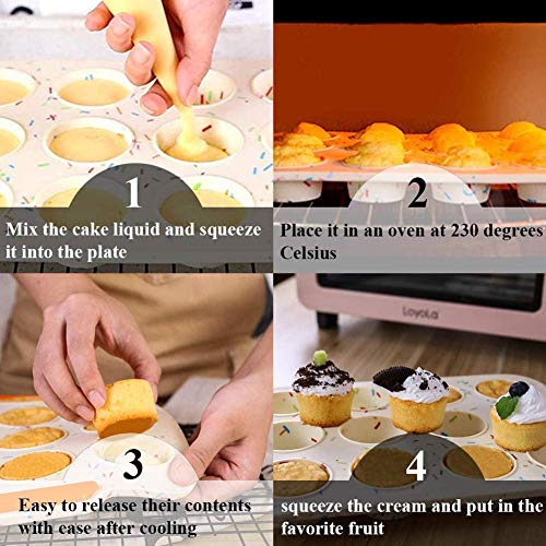 Beige 12 con molde de silicona para pasteles, muffin biscuit cupcake molde para hornear bandeja molde bandeja multifuncional antiadherente, 2 piezas