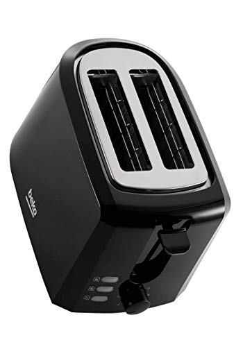 Beko - TAM4201B – Tostador para 2 rebanadas, 850W potencia, color negro. Función descongelar, calentar y cancelar tostado. 7 Niveles de tostado. Botón expulsar tostada