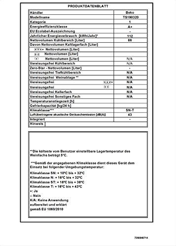 Beko TS 190320 - Frigorífico Mini Ts190320 (V2) Con Compartimento Conservador