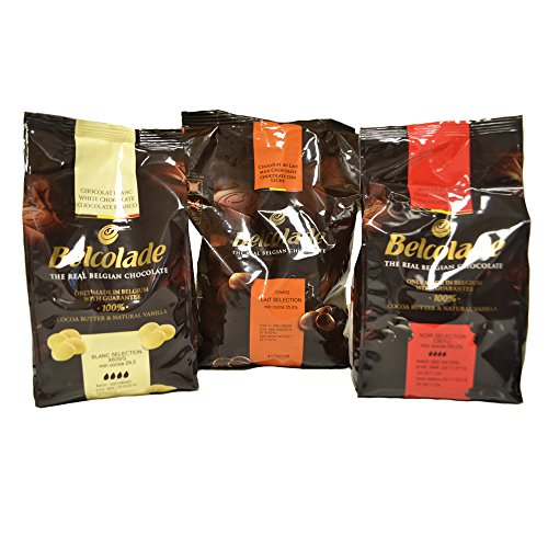 Belcolade pepitas de Chocolate con Leche, Negro y Blanco - Lote de 3 x 1kg