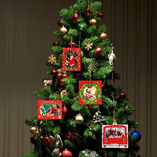 BELLE VOUS Adornos Navideños Marco de Fotos para el Árbol (Pack de 20) Marco de Foto de Papel 4 Estilos Diferentes, Decoraciones de Navidad - Colgante Fotos de Amigos, Familia - Decorar Arbol Navidad