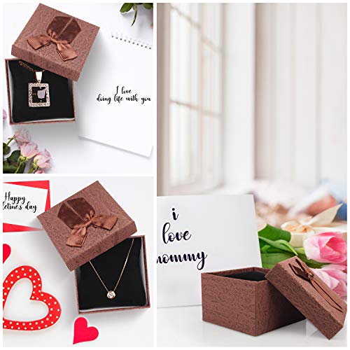 BELLE VOUS Cajas Regalo Joyas (Pack de 12) - (9,5 x 9,5 x 6cm) Cajas de Cartón Cuadradas Presentación con Lazo y Espuma Negra Cajas Joyas para Brazalete, Reloj, Collar, Aniversario, Cumpleaños