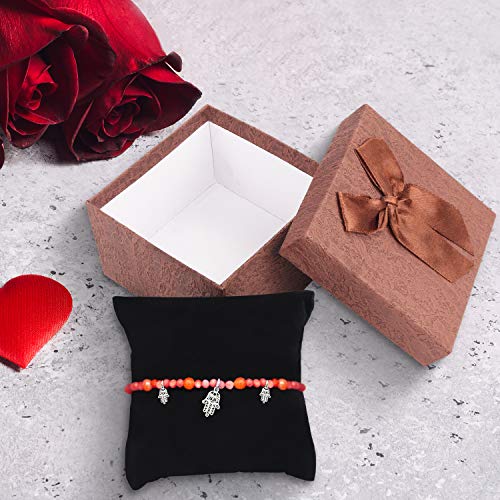 BELLE VOUS Cajas Regalo Joyas (Pack de 12) - (9,5 x 9,5 x 6cm) Cajas de Cartón Cuadradas Presentación con Lazo y Espuma Negra Cajas Joyas para Brazalete, Reloj, Collar, Aniversario, Cumpleaños